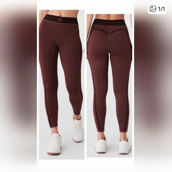 ALO Yoga Airlift High Waist 7/8 Line Up Legging Limited edition | Cherry Cola - Picture 2 of 5